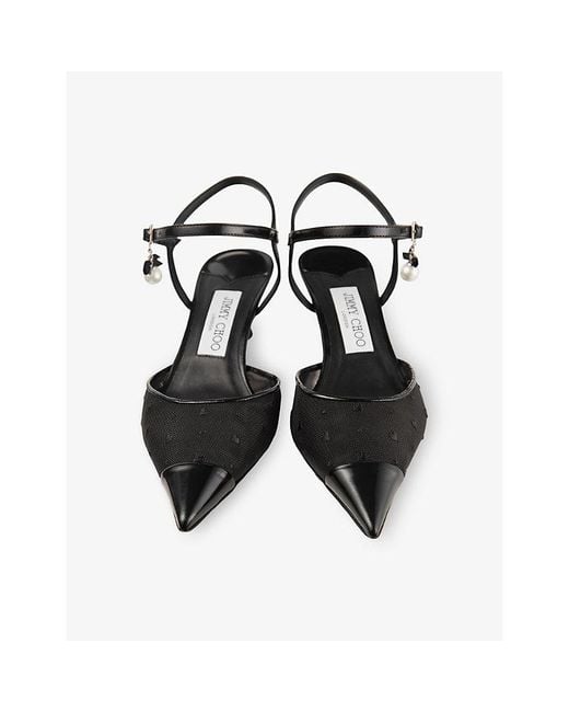 Jimmy Choo Multicolor Aren Sb 45 Mesh And Leather Slingback Heels