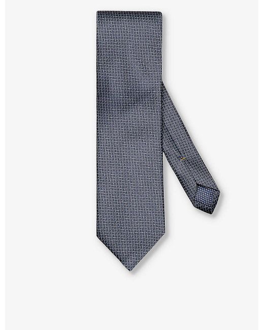 Eton of Sweden Vy Blue Geometric Keep-loop Silk Tie for men