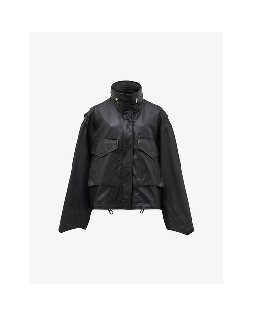 AllSaints Black Clay Oversized Leather Jacket X