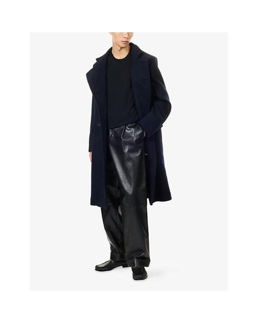 Tom Ford Blue Double-Breasted Wool-Felt Military Coat for men