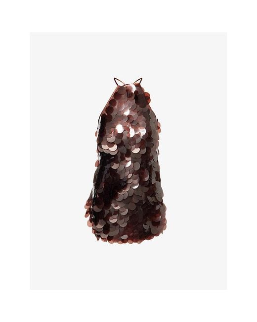 CULTNAKED Brown Twine Sequin Woven Mini Dress