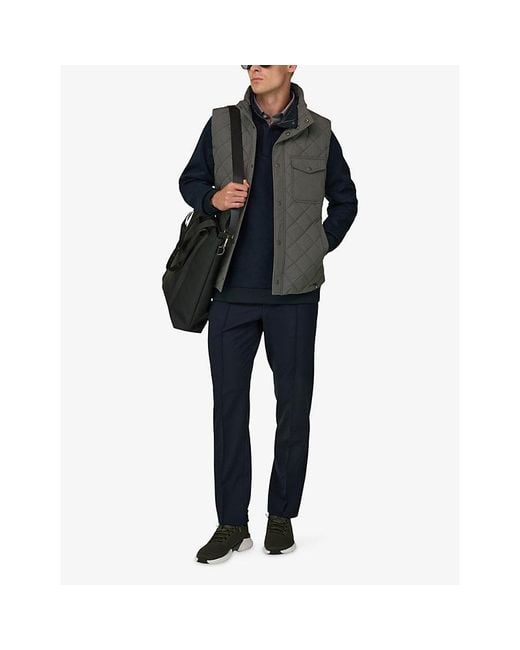Boggi Gray Padded Patch-Pocket Woven Gilet for men