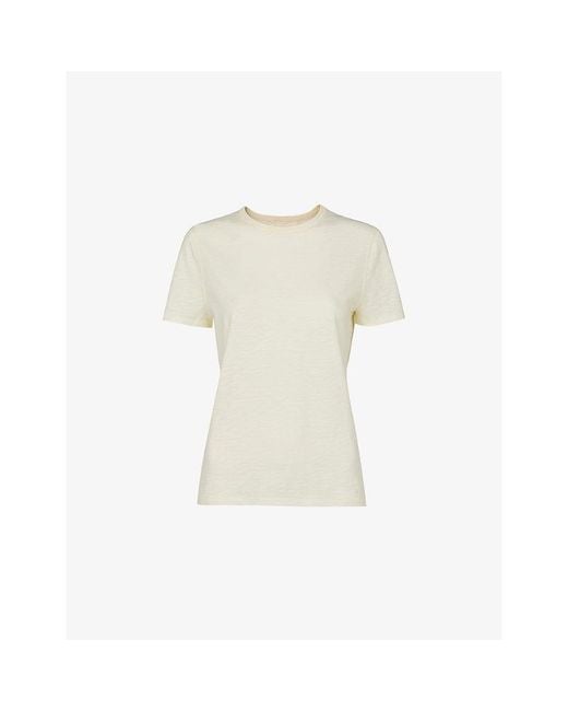 Whistles Natural Posie Double-Trim Short-Sleeve Cotton T-Shirt