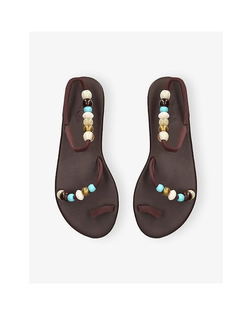 Ancient Greek Sandals Brown Eleftheria Beads Woven Sandals