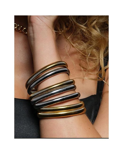 La Maison Du Couturier Metallic Amadeus Flexi 18Ct-Plated Brass And Sterling- Bracelets Set Of Two