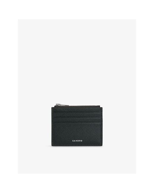 Sandro Black Branded Leather Card Holder for men