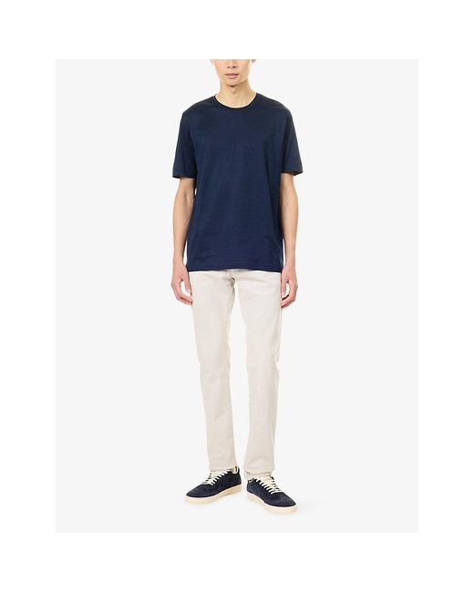Corneliani Blue Crew-Neck Mercerized Cotton T-Shirt for men