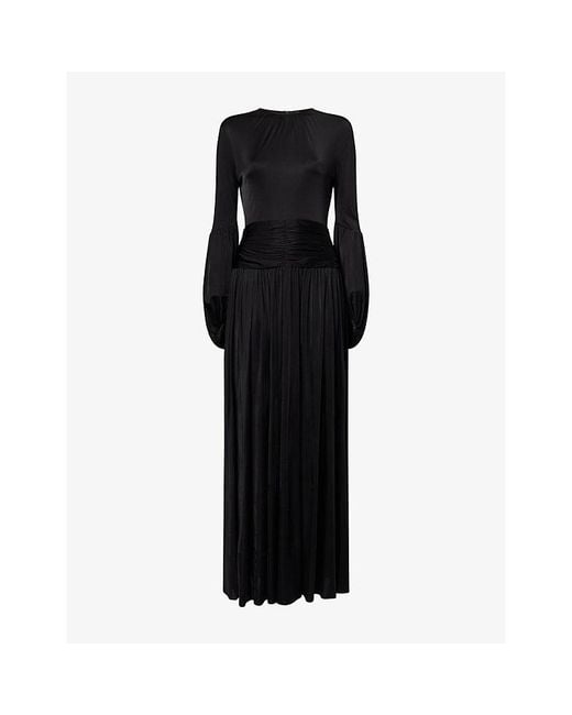 Huishan Zhang Black Dotti Long-Sleeves Woven Maxi Dress