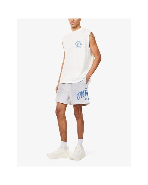 Represent White Big Owners Club Graphic-Print Cotton Shorts for men