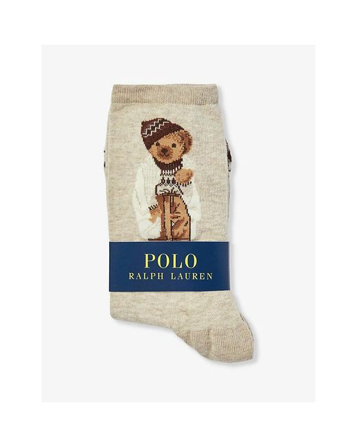 Polo Ralph Lauren Blue Polo Winter Bear Cotton-blend Socks