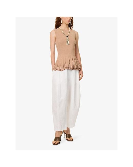 Ashlyn Natural Greer Sheer Crew-Neck Woven Top