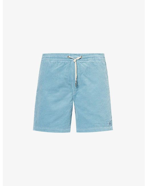 Polo Ralph Lauren Blue Brand-embroidered Drawstring Corduroy Shorts for men