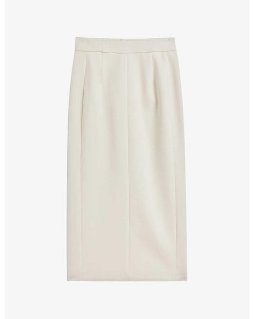 Ted Baker White Amberos Split-back Tailored Stretch-woven Mini Pencil Skirt