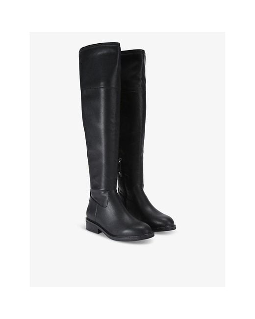 KG by Kurt Geiger Black Tisha Flat Faux-Leather Knee-High Boots