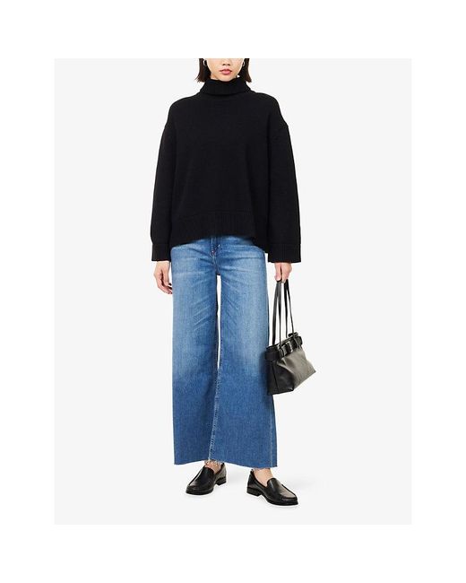 Citizens of Humanity Blue Lyra Wide-Leg Crop Stretch-Denim Jeans