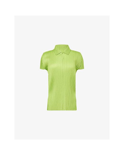 Pleats Please Issey Miyake Green Monthly Colors August Short-Sleeves Knitted Shirt