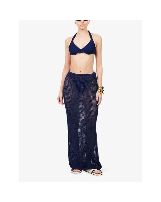Cheap Monday Blue Fontelina Crochet Cotton-Blend Knit Maxi Skirt