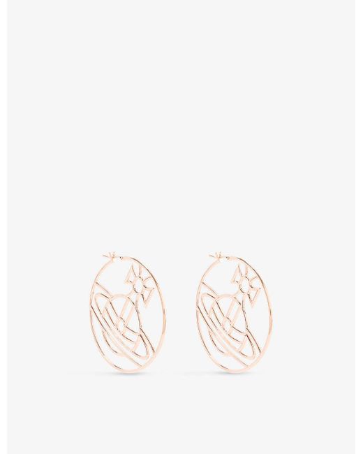 Vivienne Westwood White Alina Orb Cut-out Brass Hoop Earrings