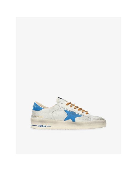 Golden Goose Deluxe Brand Blue Stardan Crocodile-Embossed Leather Low-Top Trainers for men