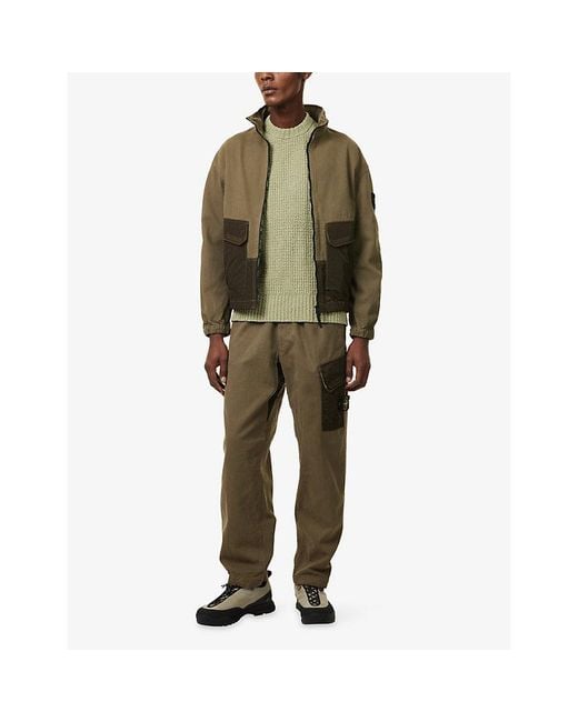 Stone Island Green Panama Hooded Cotton Jacket for men