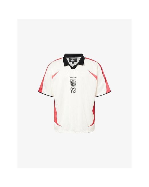 Represent Red Spike Football Graphic-Print Cotton T-Shirt for men