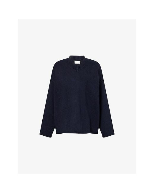 Dissh Blue Flint V-Neck Cotton-Wool Knit Jumper
