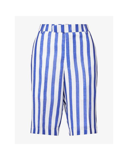 Ara Blue Striped Tailored Woven Shorts