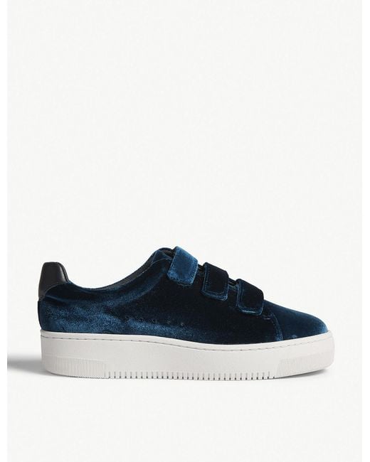 Sandro Blue Velvet Sneakers With Velcro