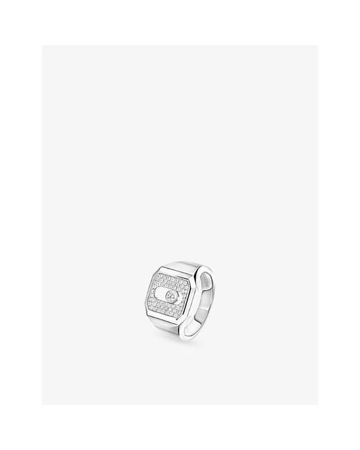 Messika White Move Joaillerie Pave 18Ct And 0.27Ct Diamond Signet Ring