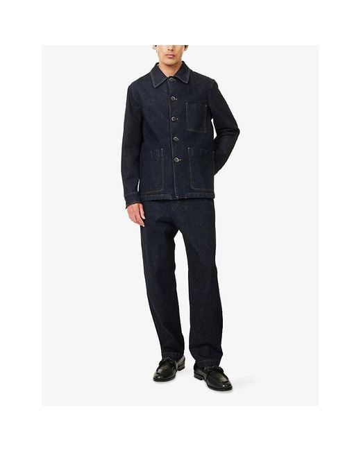 Barena Blue Patch-Pocket Long-Sleeve Denim Overshirt for men