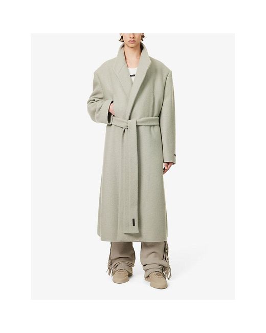 Fear Of God Gray Tie-fastened Relaxed-fit Wool Overcoat for men