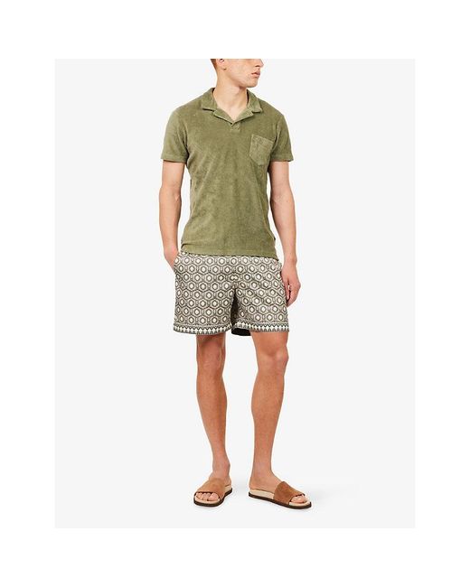 Orlebar Brown Green Tailored-Fit Terry Cotton Polo Shirt for men