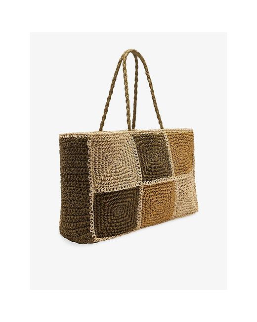 Whistles Multicolor Patchwork Straw Tote Bag