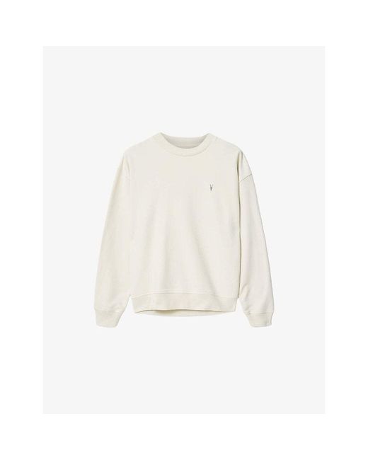 AllSaints White Asher Logo-Embroidered Cotton Sweatshirt for men