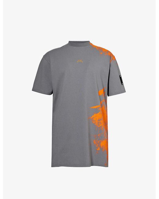 A_COLD_WALL* Gray Brushstroke Graphic-print Cotton-jersey T-shirt for men