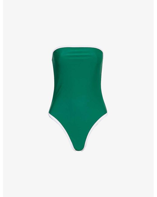 4th & Reckless Green Gili Bandeau High-leg Swimsuit
