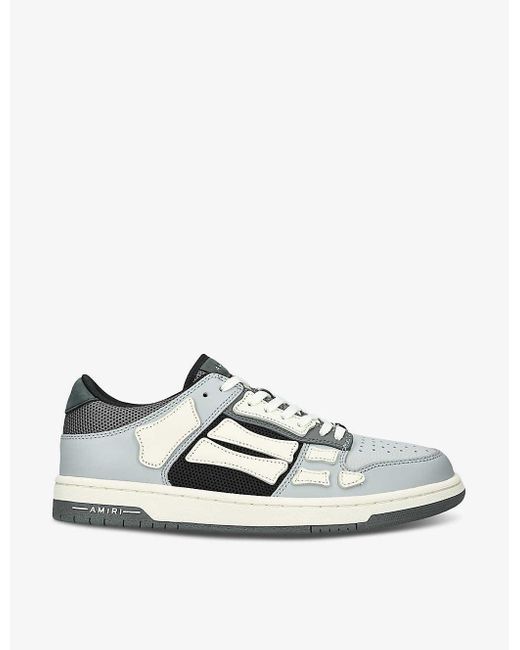 Amiri White Skel Panelled Leather And Mesh Low-top Trainers for men