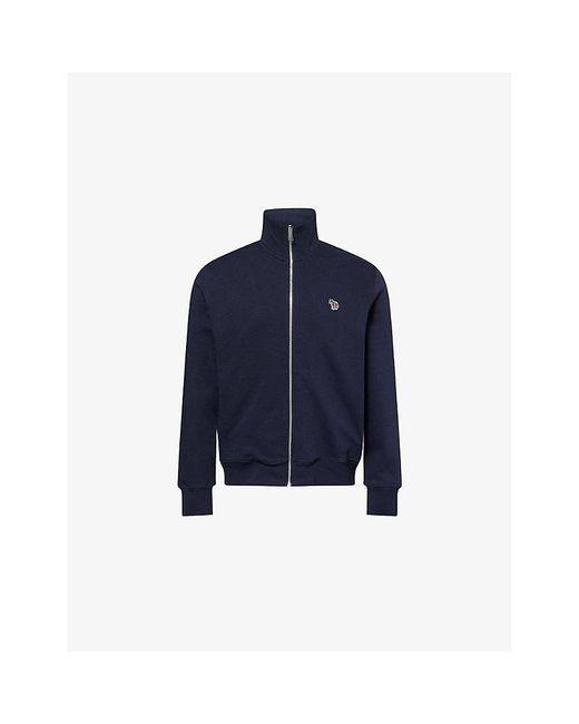 Paul Smith Blue Logo Zip Cotton Jumper for men