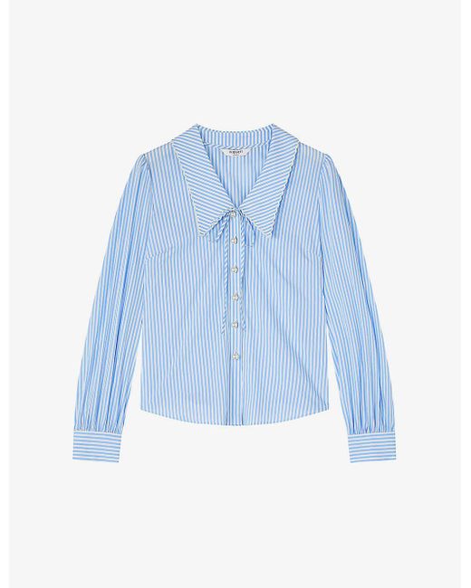 L.K.Bennett Blue Beecham Stripe-pattern Cotton-blend Regular-fit Shirt
