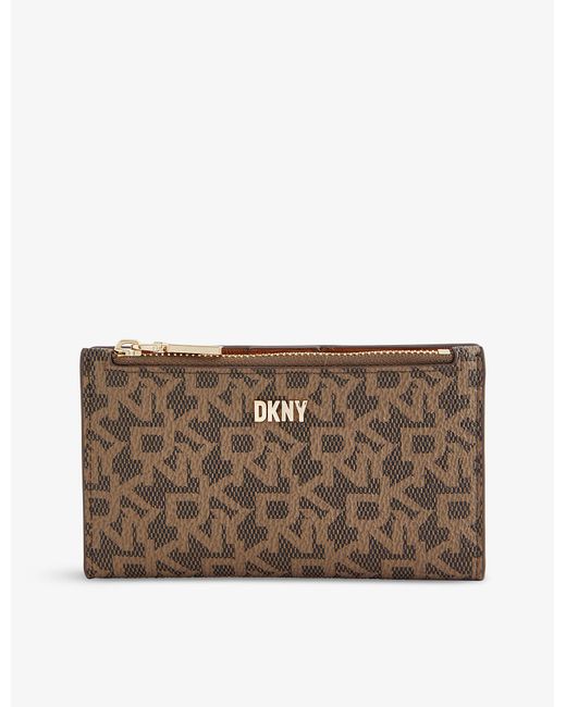 DKNY Monogramprint Fauxleather Card Holder in Brown Lyst