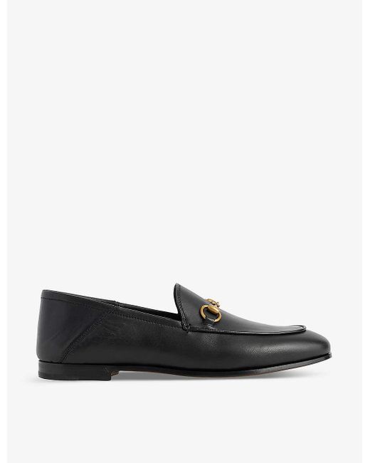 Gucci Black Brixton Round-toe Leather Loafers