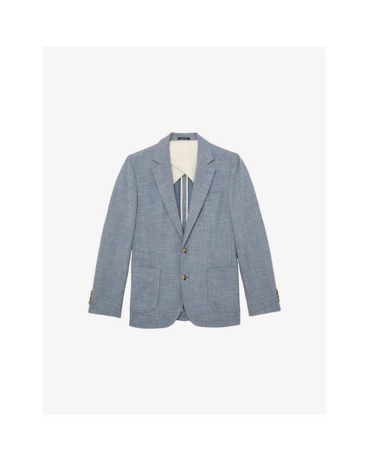 Reiss Blue Manci Single-Breasted Woven Blazer for men