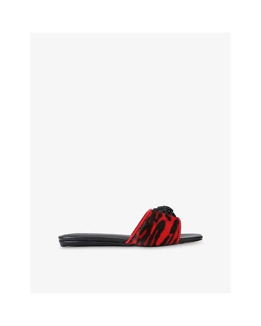 Kurt Geiger Red Kensington Woven Flat Sandals