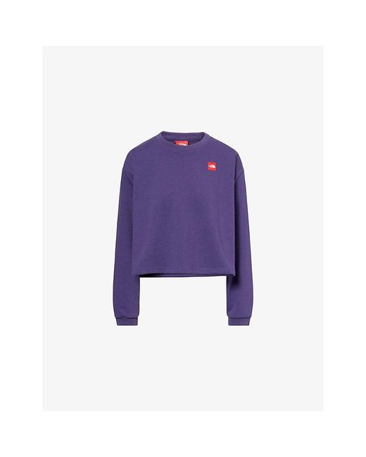 The North Face Purple Tnf Cropped Cotton Blend Sweatshirt
