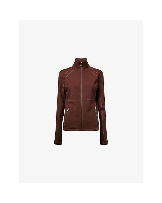Now You Live Brown Clayton High-Neck Stretch-Jersey Jacket