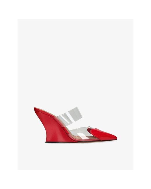 Alaïa Red Le Coeur 90 Patent-Leather And Pvc Wedge Mules