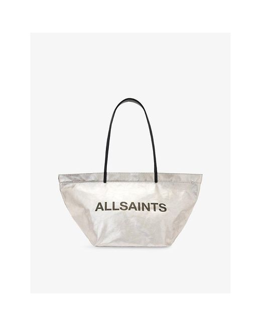 AllSaints White Serafina Canvas Tote Bag