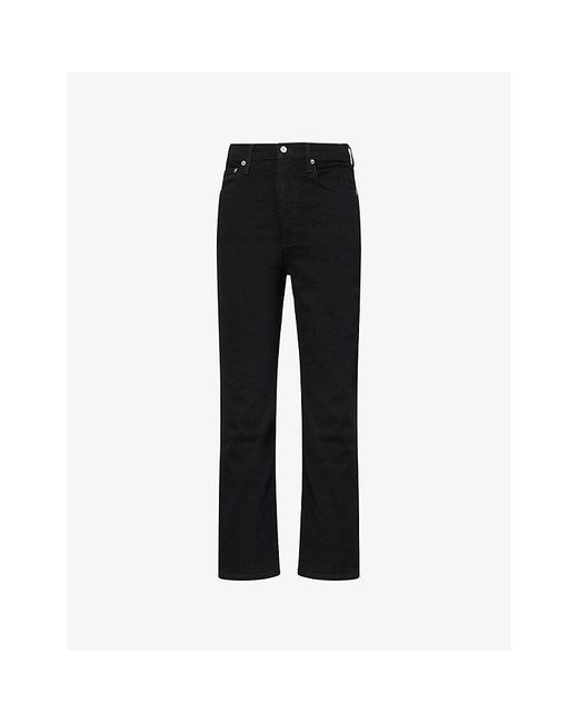 Agolde Black 90's Pinch Waist Straight-Leg Stretch-Denim Blend Jeans