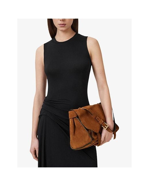 AllSaints Brown Ursa Suede Satchel