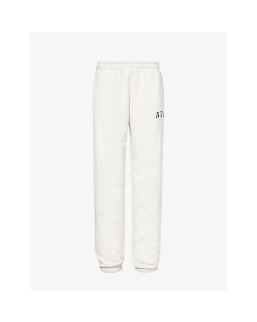 ADANOLA White Logo-Embroidered Tapered-Leg Organic-Cotton Jogging Bottoms